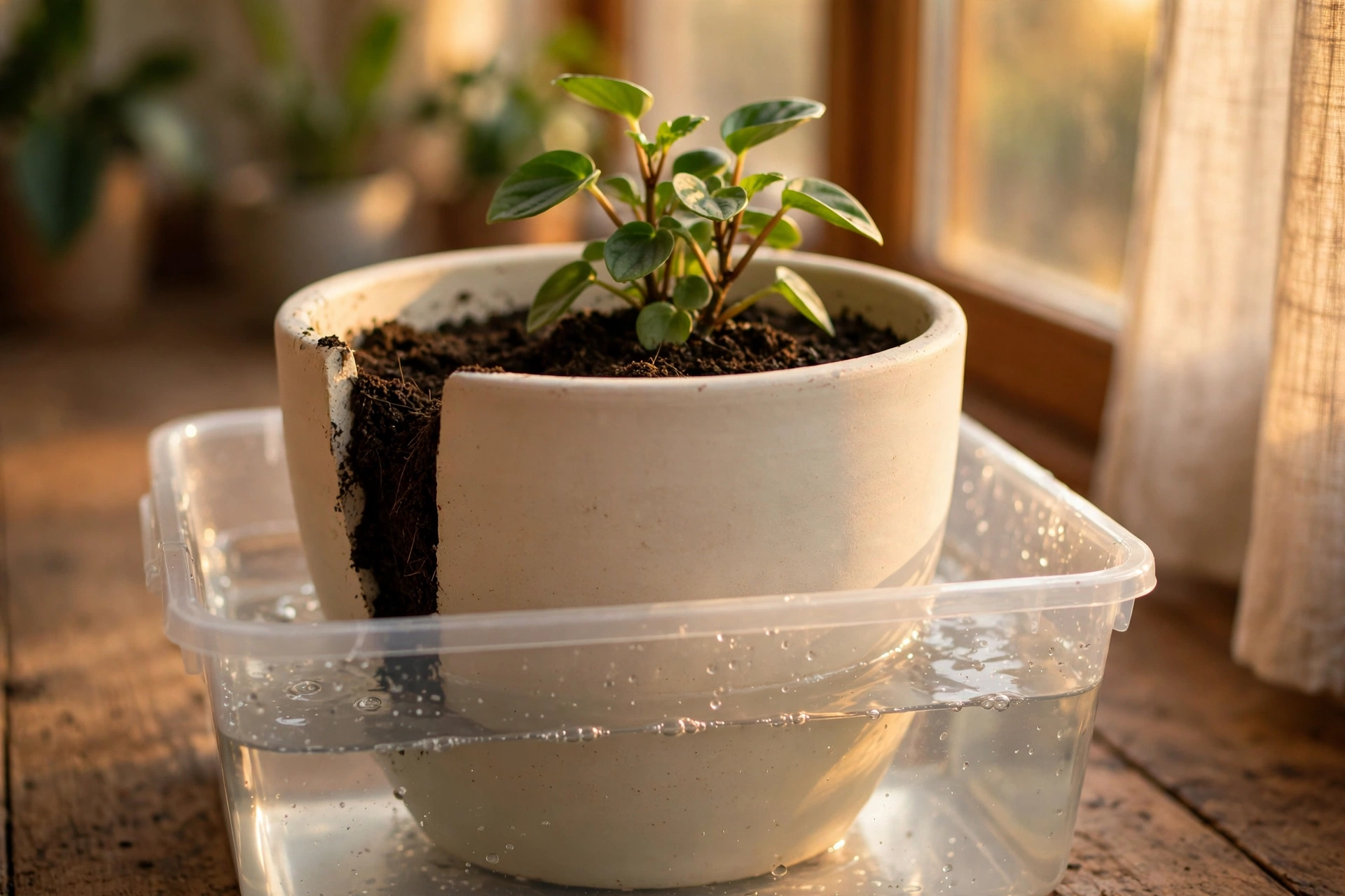 How do you rewet a shrunken pot without wasting water?, GS Plant Foods