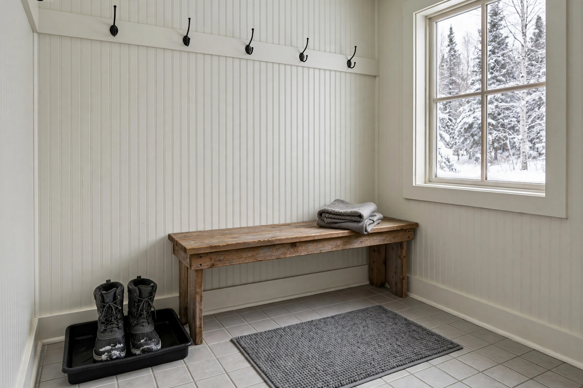 Fifth, set up the entry so it looks like a place where boots belong, Jean Morrison & Team